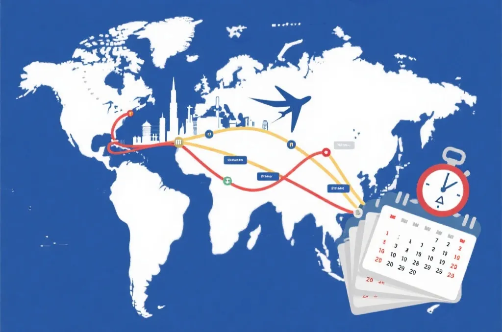 世界杯比赛日程与旅行路线示意图，体现赛程密度与旅途疲劳